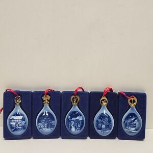 Bing & Grondahl Porcelain Teardrop Christmas Ornament Lot of 5 VINTAGE 1985-1989
